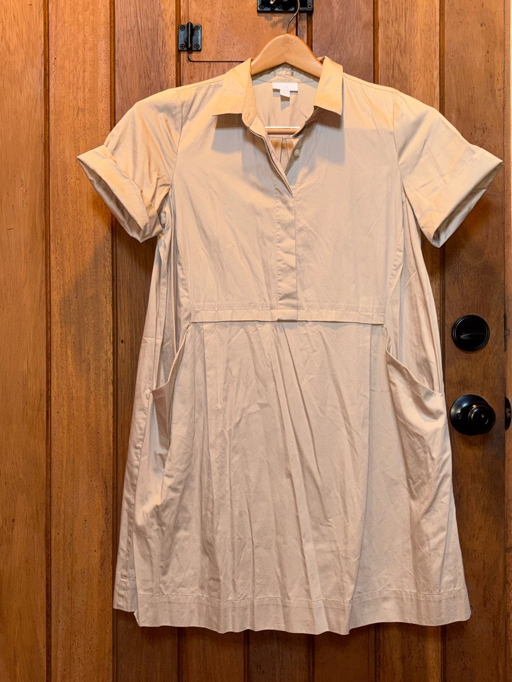 J. Jill Casual Collared Short Sleeve Dress in Khaki